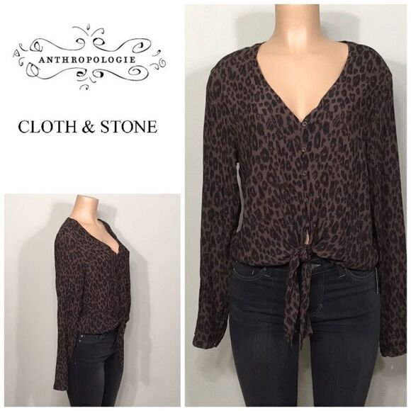 Cloth & stone leopard top. New - Picture 1 of 8
